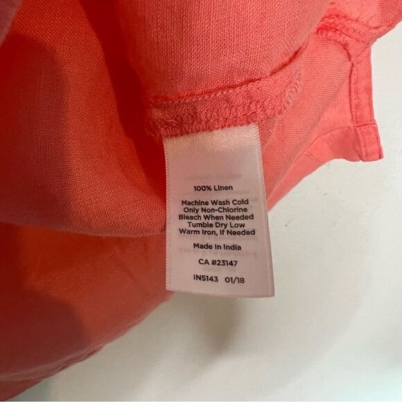 Talbots Petite Dyed Linen Cut Out Tie Sleeve Top - Picture 4 of 5